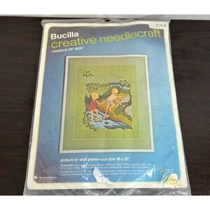 Vintage Bucilla Needlecraft Angels of God Kit New Sealed Embroidery Kids Nature